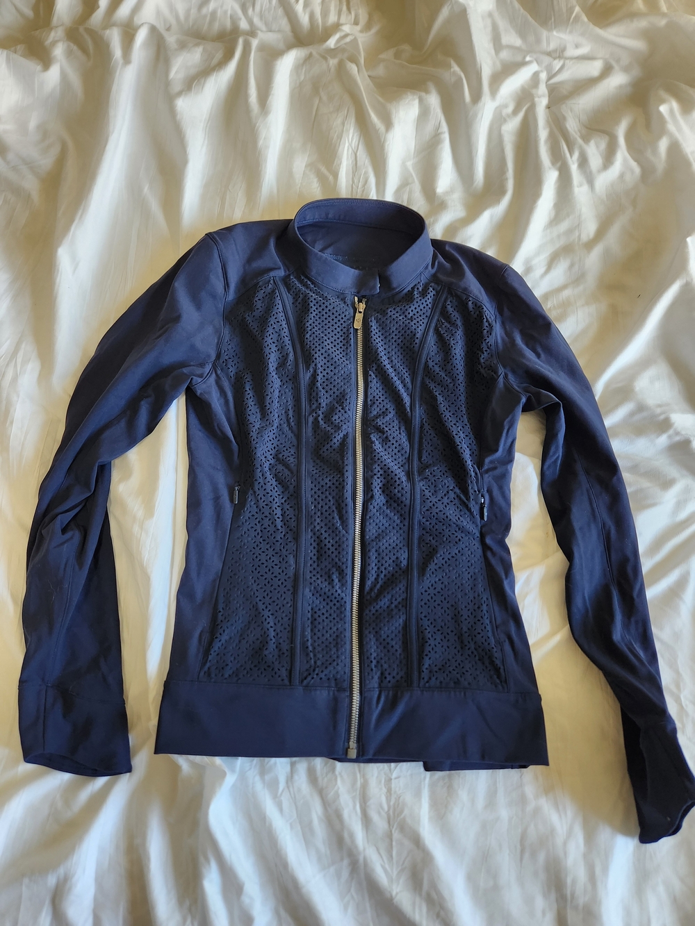 lululemon athletica Navy Perforated Zip-Up Jacket